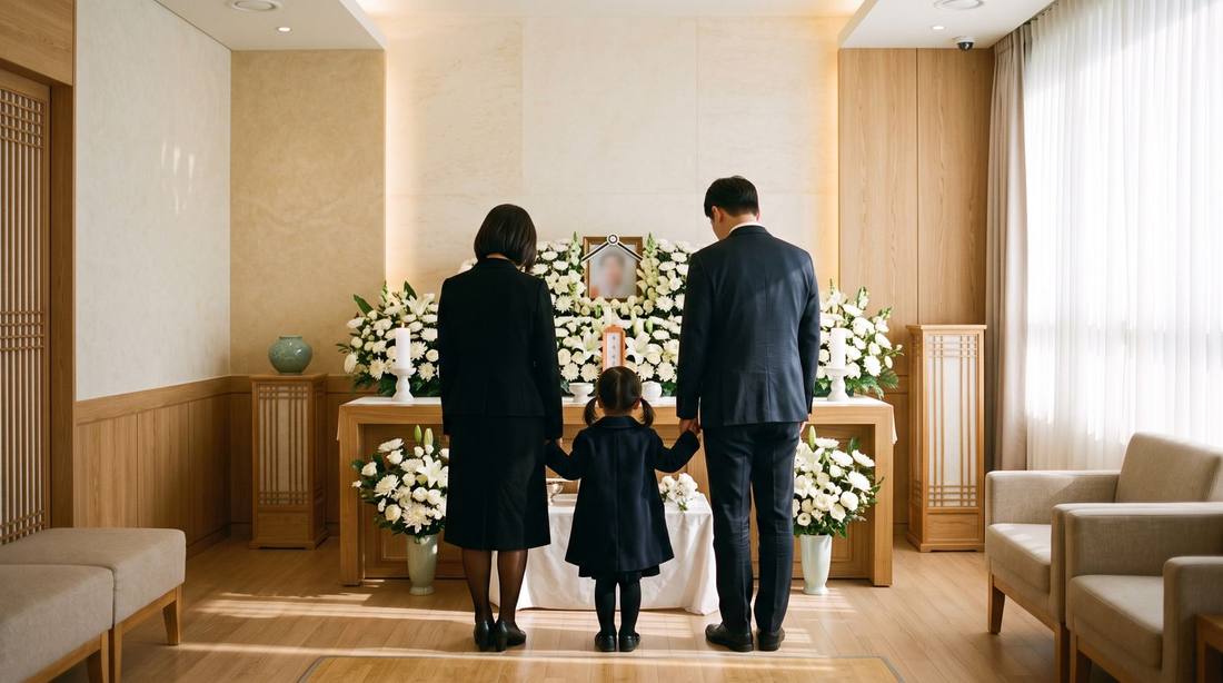 제단 앞에 모인 가족의 뒷모습 참고 이미지
